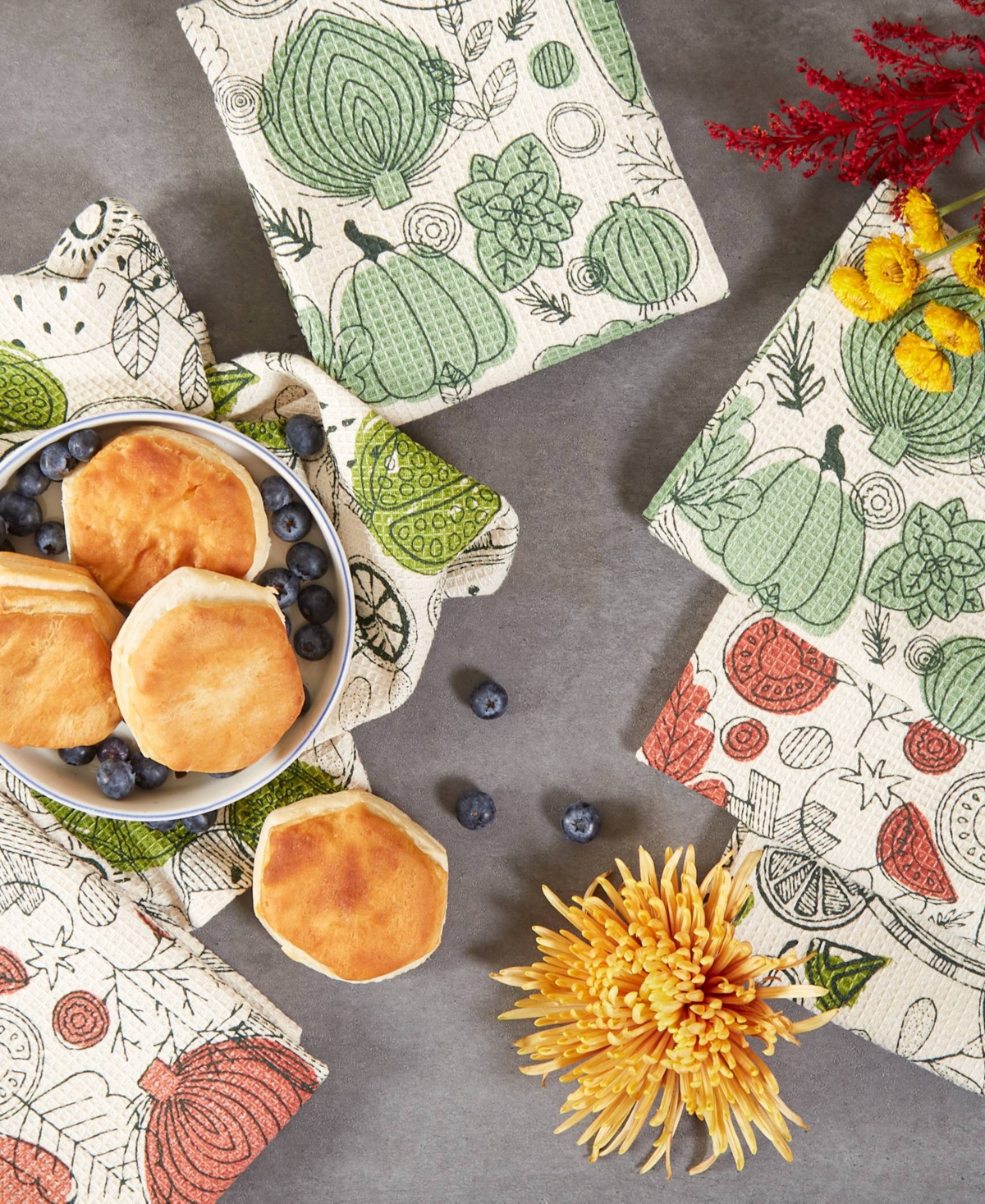 Design Imports Farmer's Market Collection Machine Washable, Dishtowel Dishcloth Set, Veggie Print, 6 Count In Veggie Print