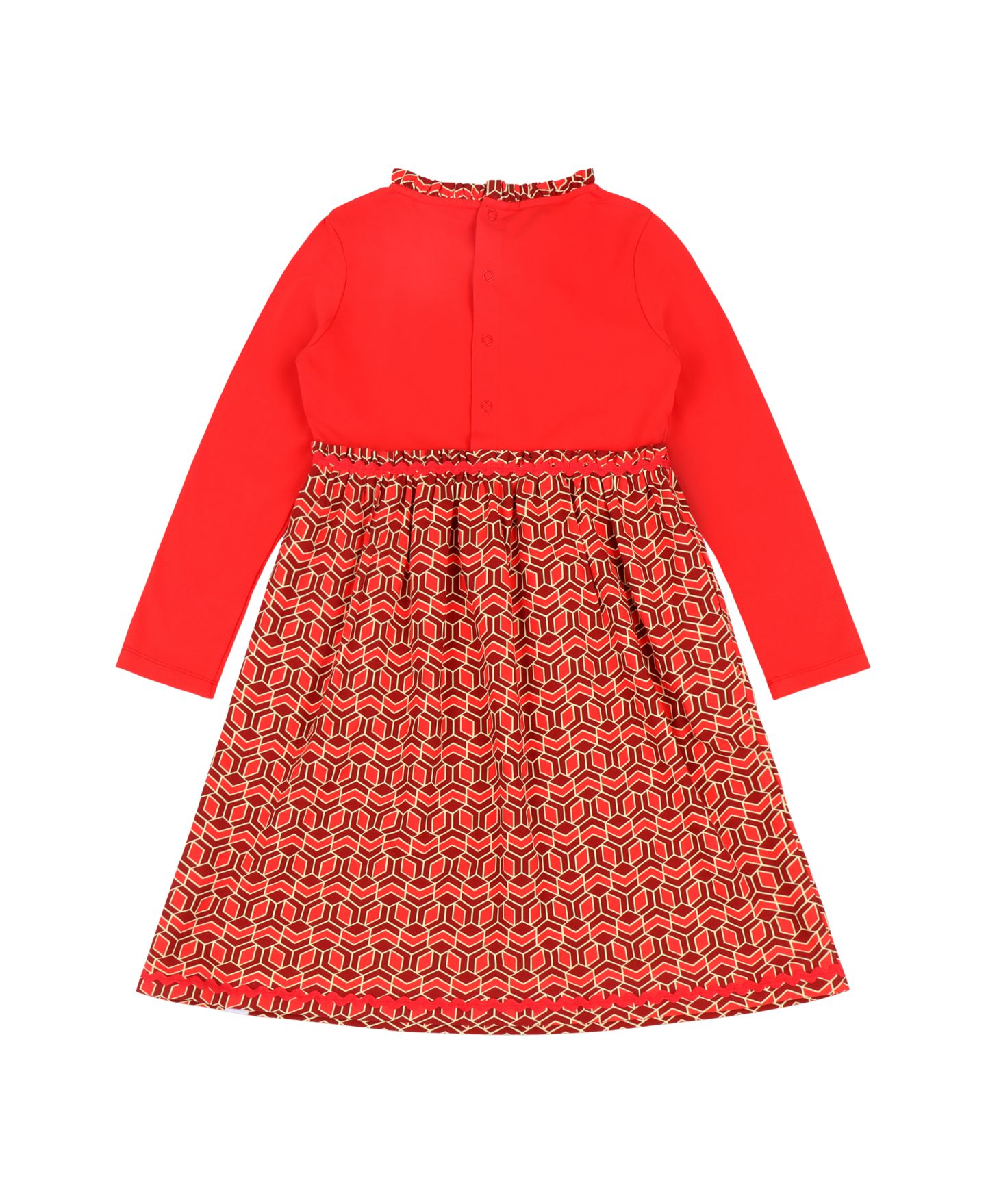 Платье Mixed Up Clothing Long Sleeve Ruffle Trim Dress - Red Multicolor для девочек, цвет: Красный разноцветный — фото 6