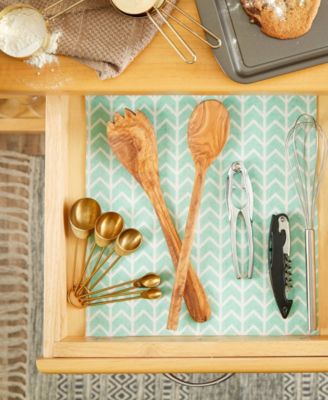 Fridge Shelf Liner Collection Non-Adhesive, Cut to fit, Machine Washable, 12x120", Bright Aqua Herringbone, 2 Piece