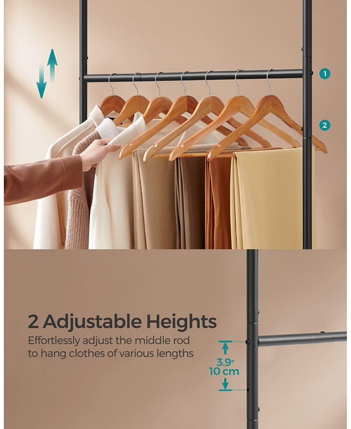 Slickblue Middle Rod Clothing Rack for Hanging Clothes with Shelf ...