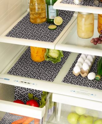 Fridge Liner Collection Non-Adhesive, Cut to Fit, 12x24", Gray Abstract Leaf, 6 Piece