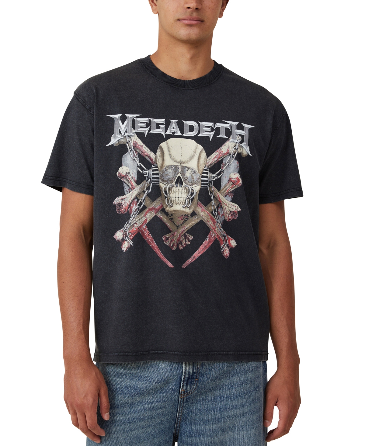 Cotton On Men's Loose Fit Music T-shirt In Megadeth - Metal Bones