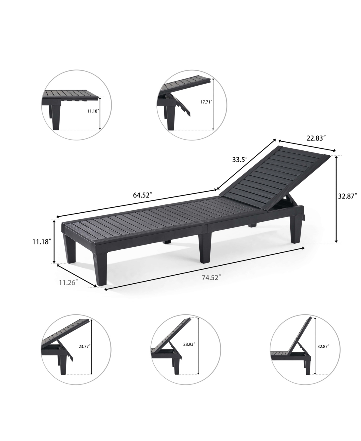 Adjustable & Waterproof Outdoor Patio Chaise Lounge Chairs