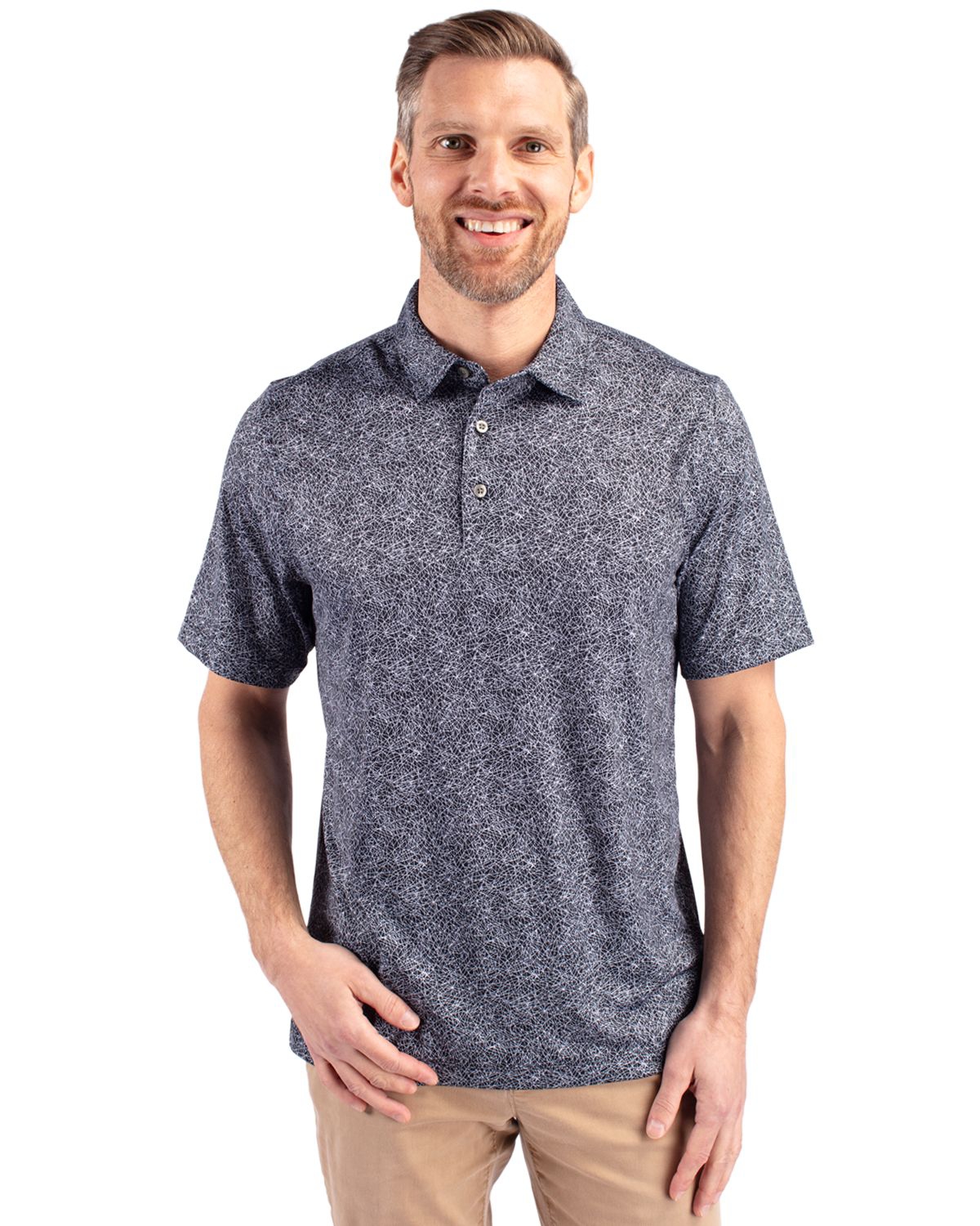 Pike Constellation Print Stretch Mens Polo Shirt - Red