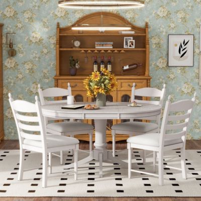 5-Piece Retro Extendable Dining Table Set