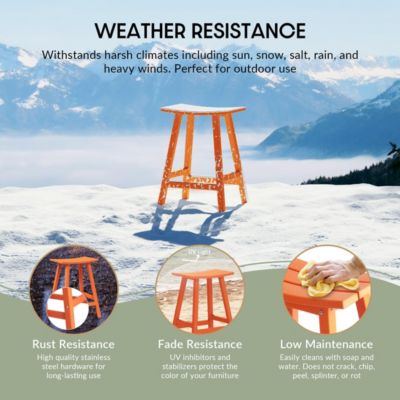 Outdoor Patio Adirondack Counter Height Stool Chair Set of 2