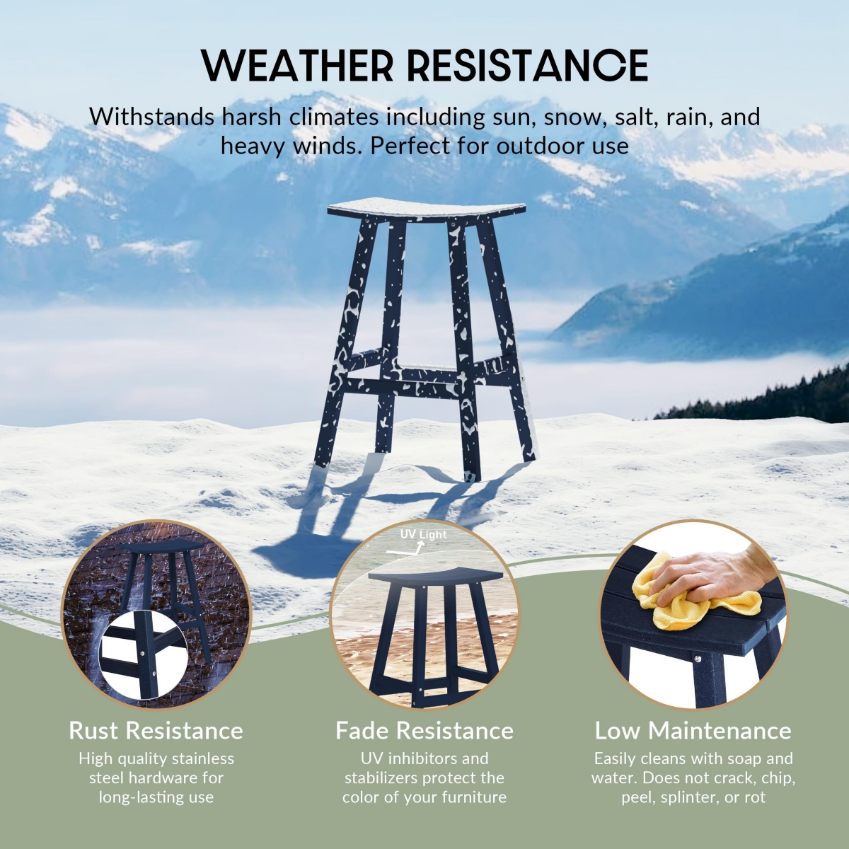 Outdoor Patio Adirondack Bar Height Stool Saddle Seat Chair