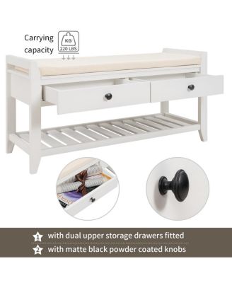 Multipurpose Entryway Bench Seat & Drawers (White)