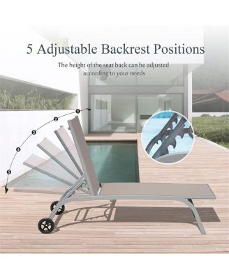 Streamdale Khaki Outdoor Lounge Chair Set with Wheels