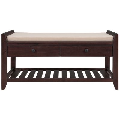  Multipurpose Entryway Bench with Seat and Drawers (Espresso)