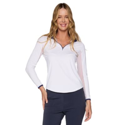 Women's G Lifestyle Long Sleeve Color Block Mock Neck Top