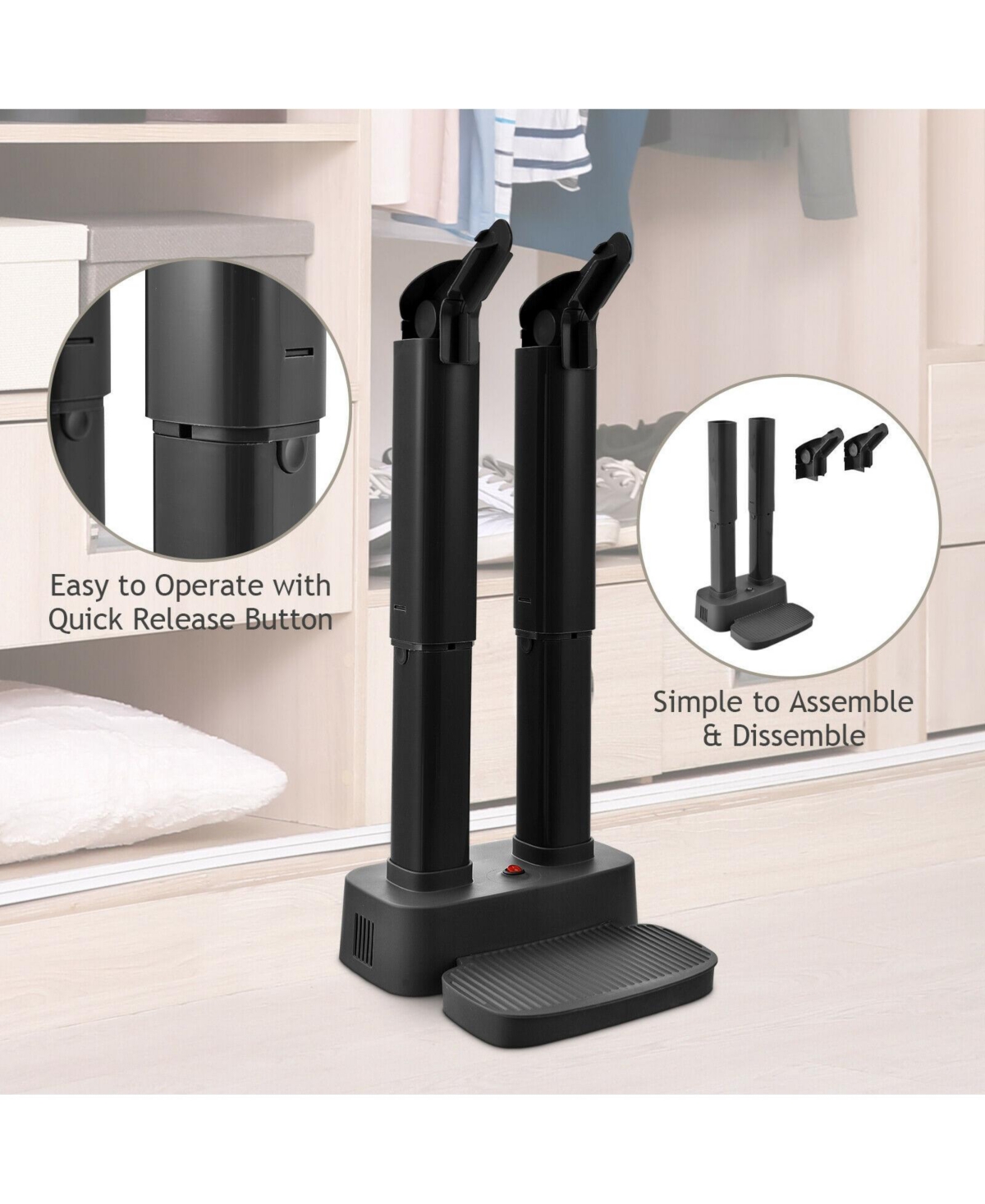 Slickblue 2-Shoe Electric Shoe Dryer with Portable Adjustable Warmer for Boots and Socks