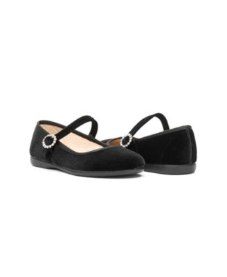 Girls Holiday Velvet Mary Janes in Black