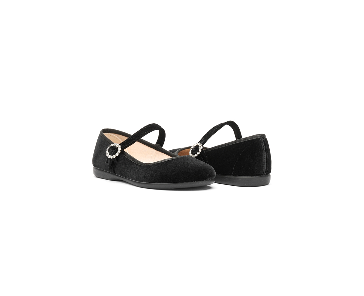 Childrenchic Girls Holiday Velvet Mary Janes - Black