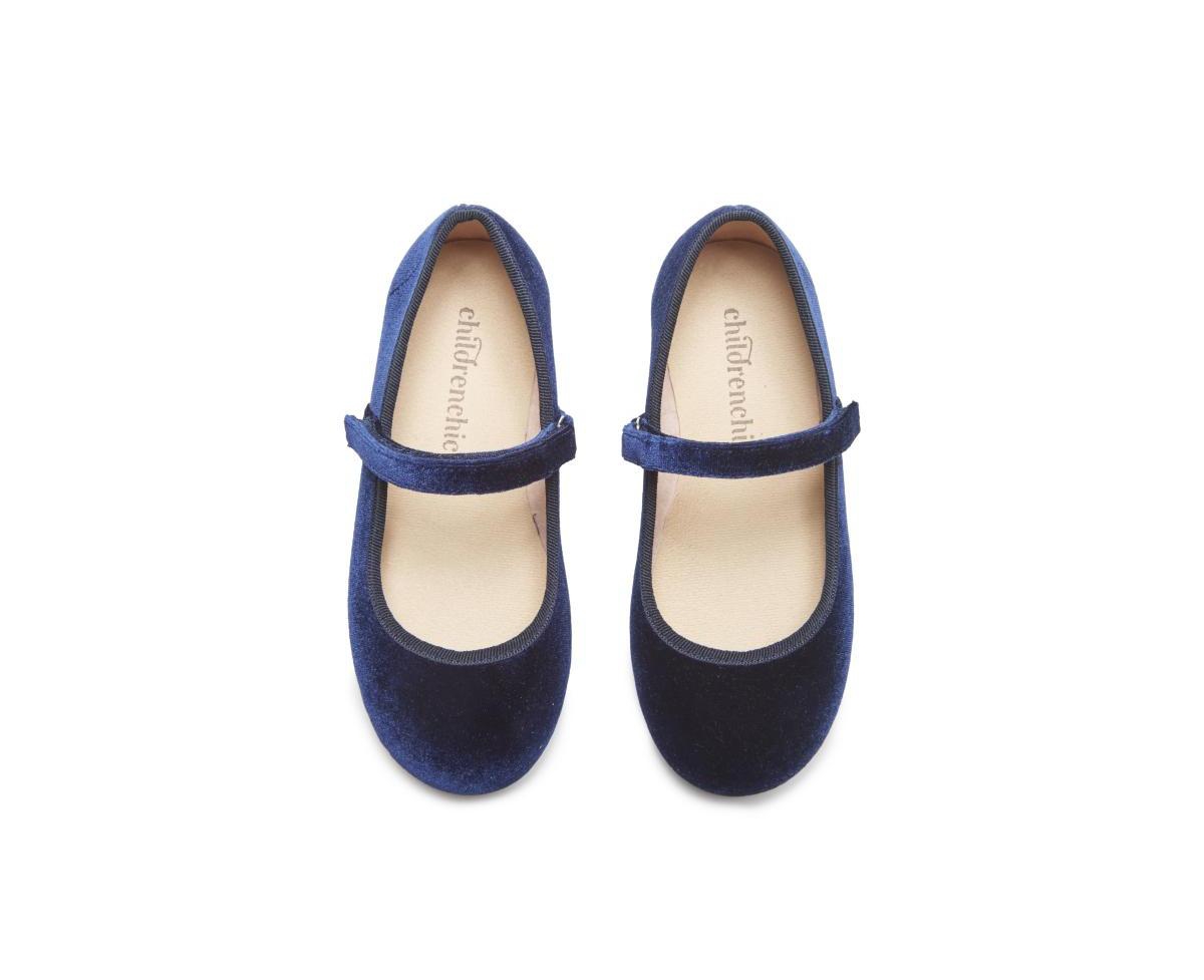Childrenchic Girls Classic Velvet Mary Janes - Navy