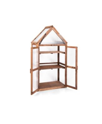 Cold Frame Mini Wooden Greenhouse for Vegetable and Flower-Brown