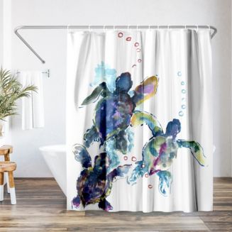 Americanflat 71x74 Coastal Shower Curtain - Baby Sea Turtles by Suren ...