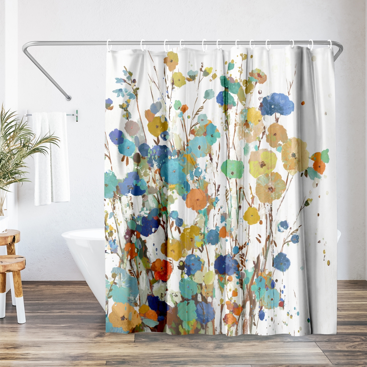 71x74 Floral Shower Curtain - Spring Garden by Pi Creative Art