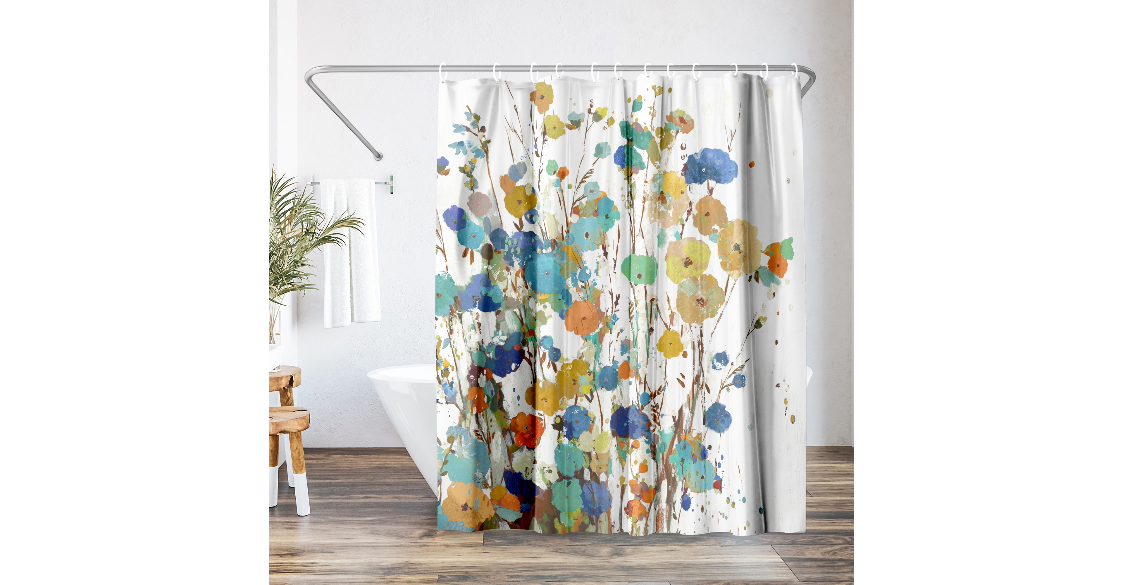 71x74 Floral Shower Curtain - Spring Garden by Pi Creative Art