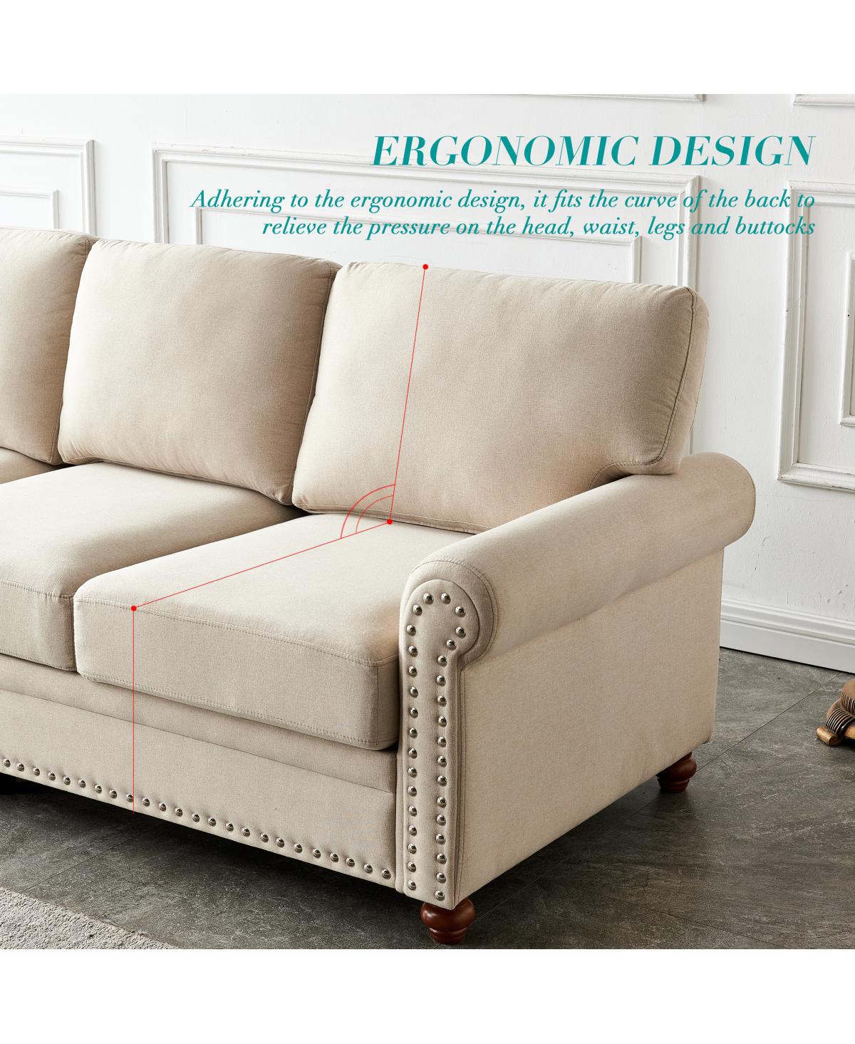 Streamdale Furniture Linen Fabric Upholstered With Storage Sofa