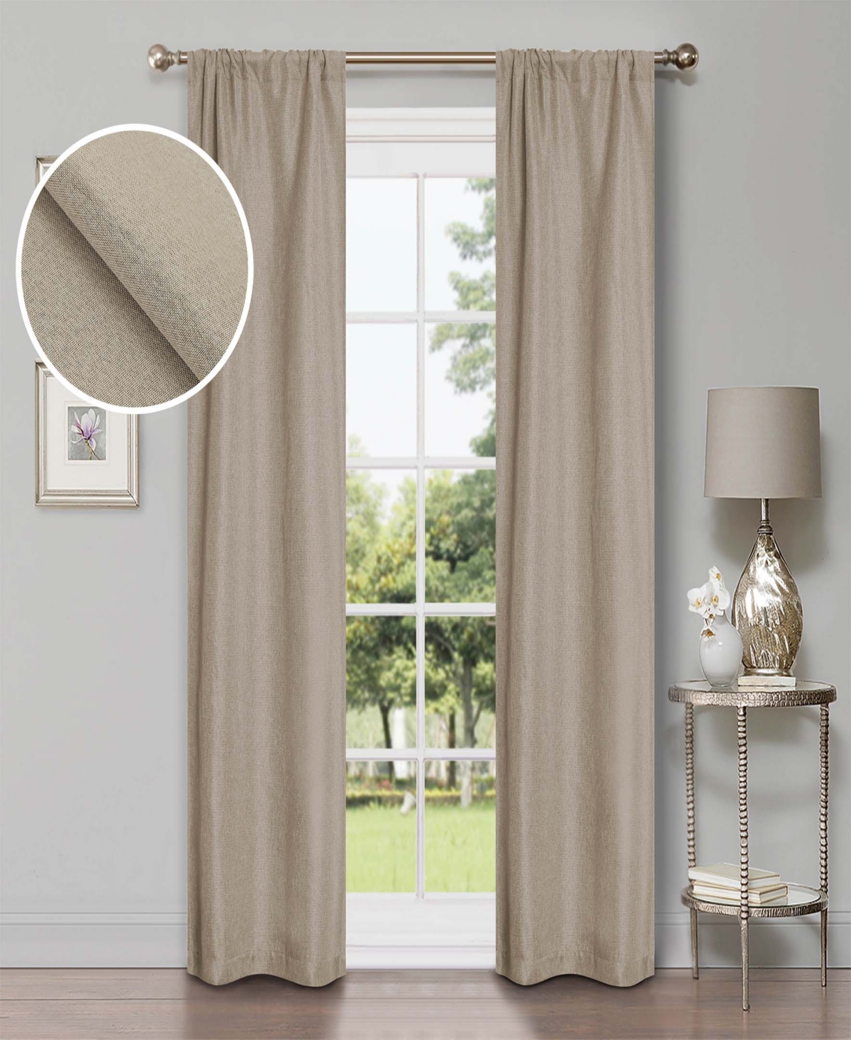 Linen-Inspired Classic Room Darkening Modern Blackout Fade Resistant 2-Piece Curtain Set with Rod Pocket, 26" X 84" - Acorn