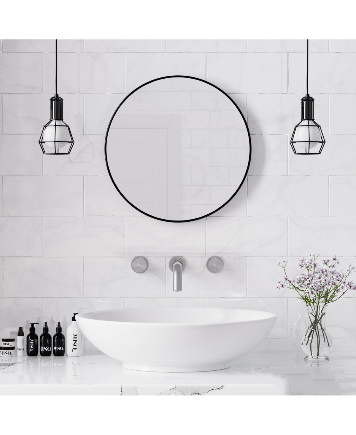 Mondawe Wall Mounted Widespread Double-Handle Bathroom Faucet in Brushed Gold for Bathroom, Vanity, Laundry