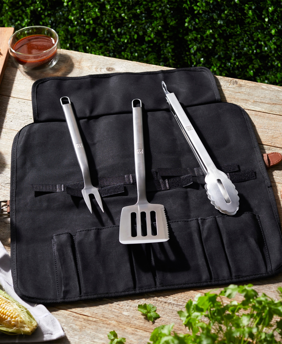 Zwilling Bbq 4pc Stainless Steel Grill Tool Set In Stainless Steel And Black