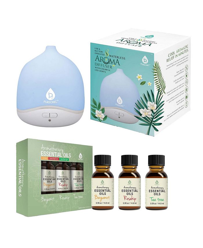 PURSONIC USB & Battery Operated Waterless Aroma Diffuser + Aromatherapy
