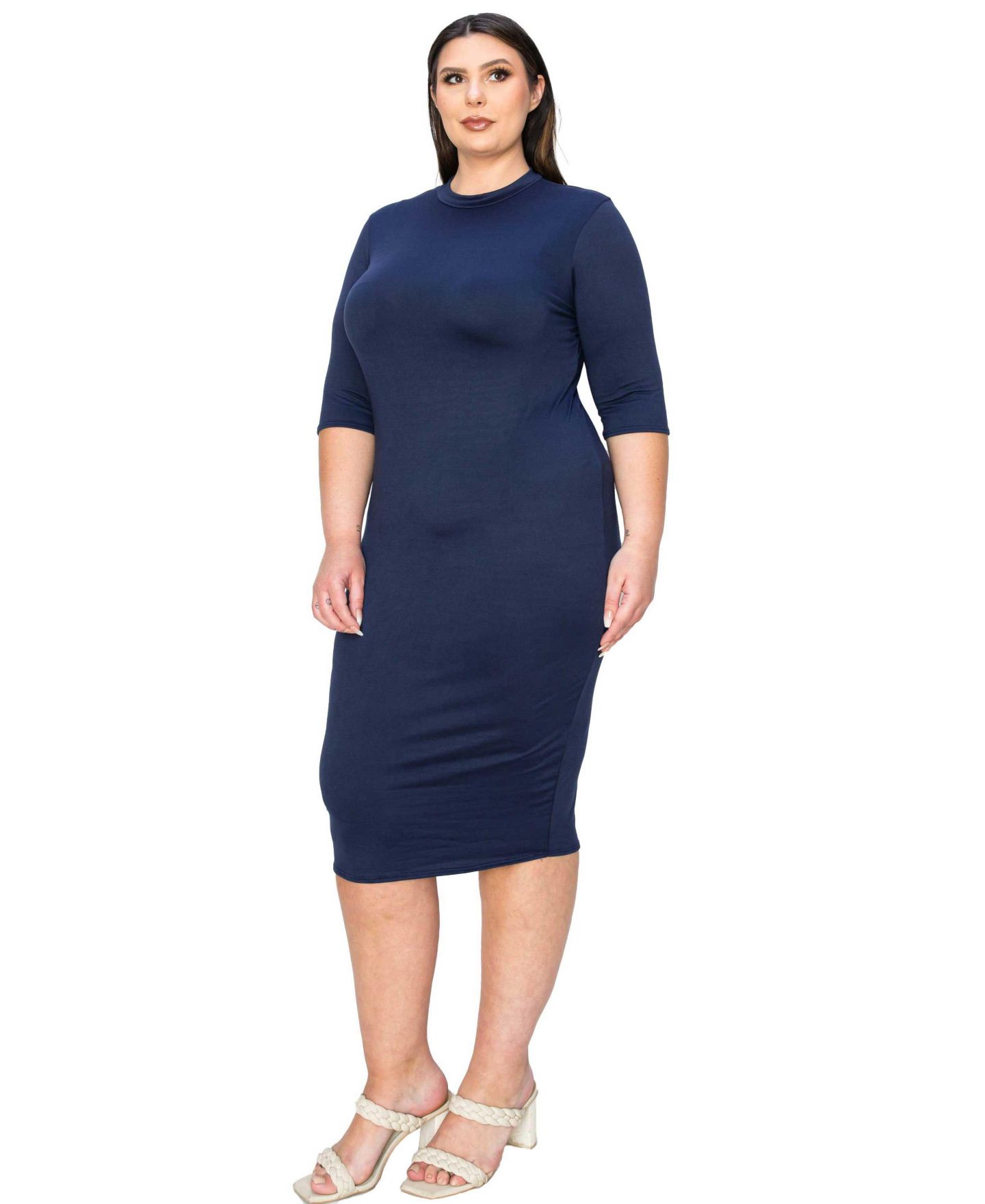 Женское платье L I V D Plus Size Mona Midi, цвет: Тёмно-синий — фото 2