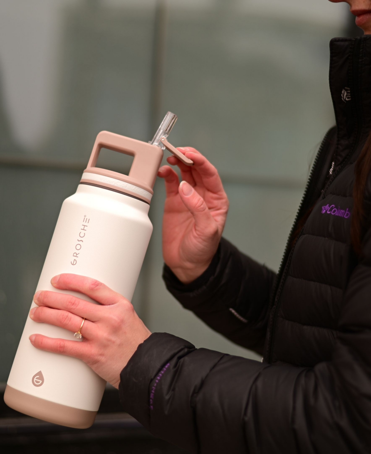 Grosche Alpine Flip 'n Sip Insulated, Leakproof Water Bottle With Straw, 40 Oz-2pk In Lavender