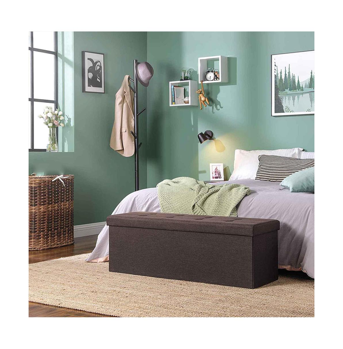 Slickblue Ottoman Bench Folding Storage Chest Foot Rest Stool With Wooden Divide