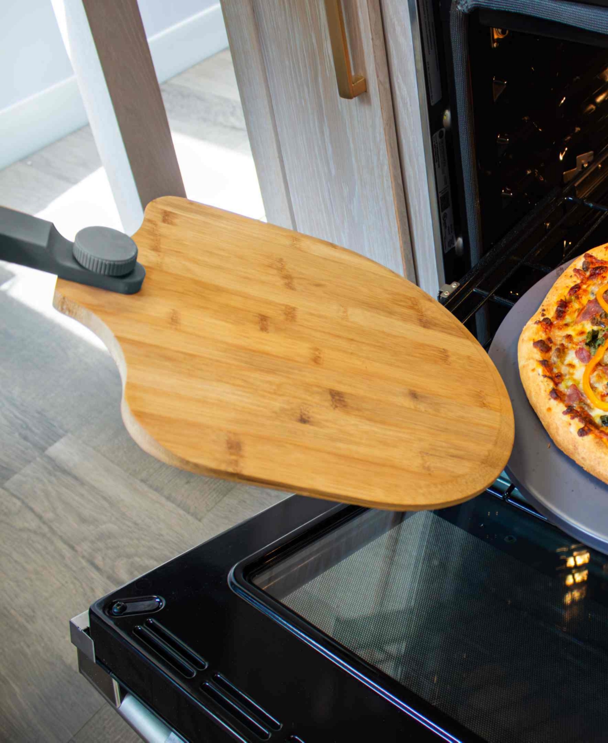 Old Stone 14 X 16 Inch Real Bamboo Pizza Peel With Folding Handle Is Moisture Resistant And Has An Easy-glide  In Natural