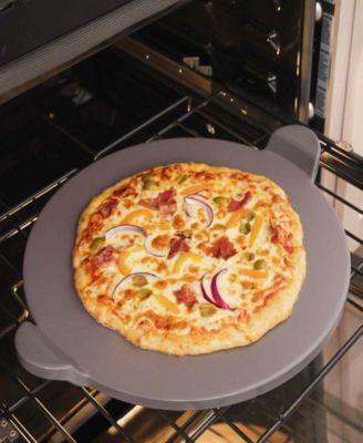 3pc Glazed Pizza Stone Set. Set includes 15" Glazed Pizza Stone, 14" X 16" Real Peel, and a 3.5" Pizza Cutter Set