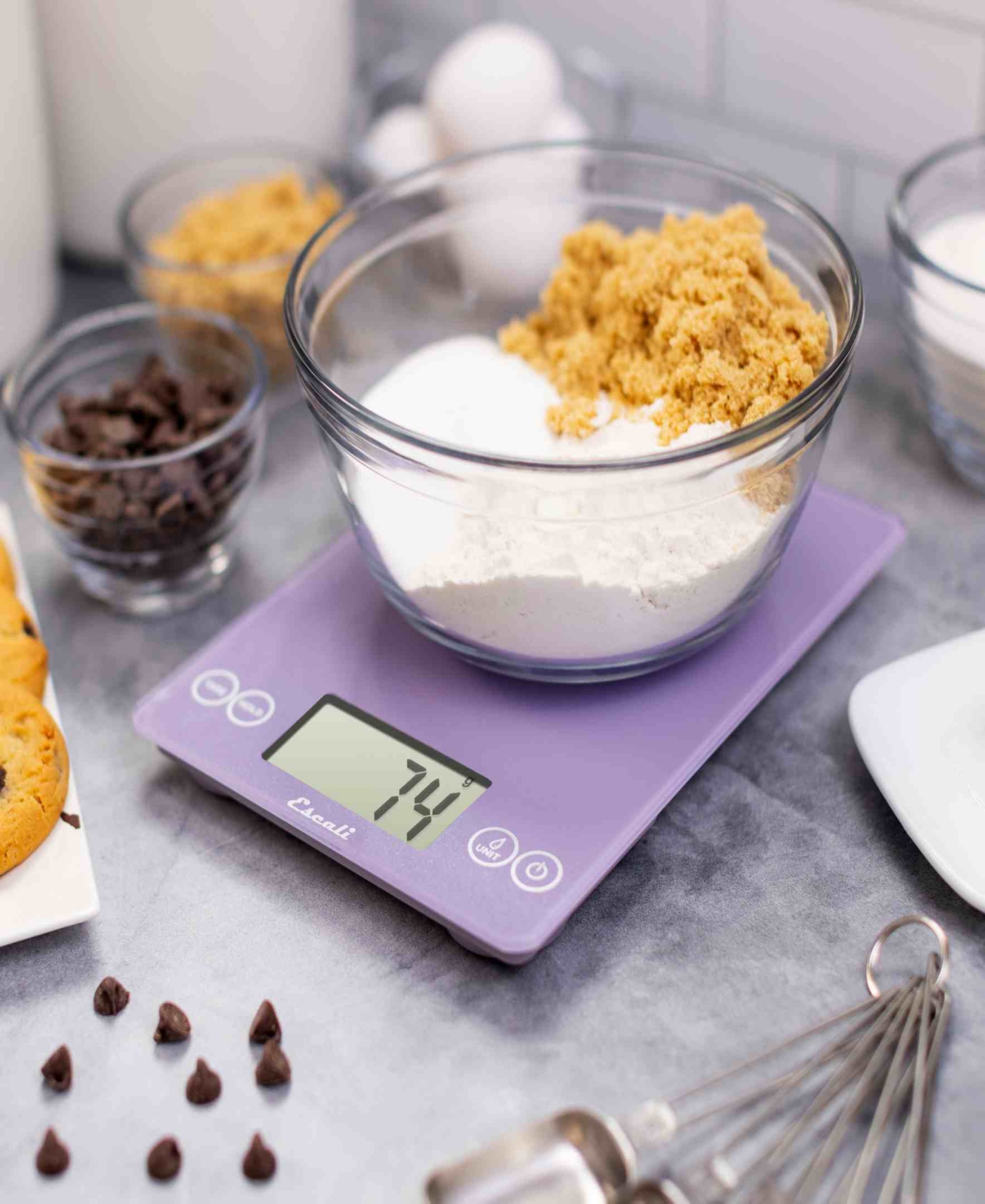 Escali Arti Classic Up To 15lbs. Glass Digital Kitchen Scale And 50% Larger Display In Violet