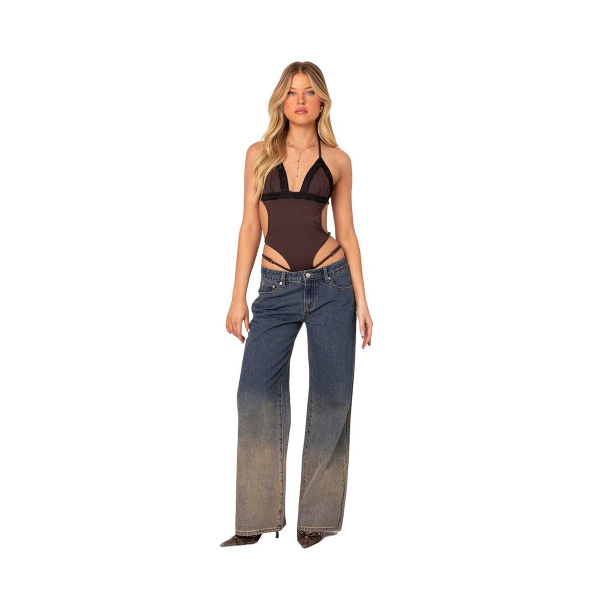 Edikted Women's Strappy Lace Trim Bodysuit