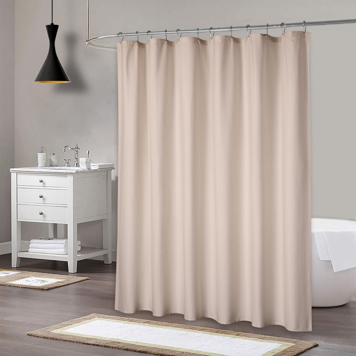 Caromio Soft Embossed Seersucker Microfiber Fabric Shower Curtain or Liner, 72