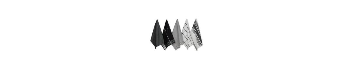 Design Imports Assorted Woven Dishtowel Collection Classic Oversized, 20x28", Black, 5 Piece In Black