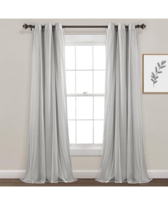 Cottage Polka Dot Sheer Window Curtain Panels Including Tieback