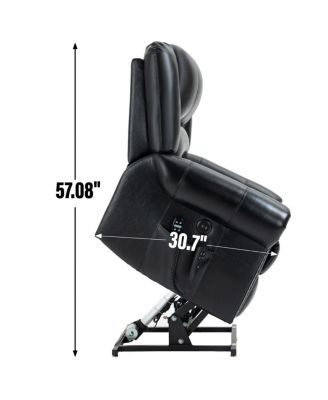  Black Leather Power Lift Recliner with Heat Massage