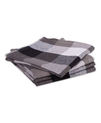 Tri-Color Check Collection Kitchen, Dishcloth Set, Black, 4 Piece