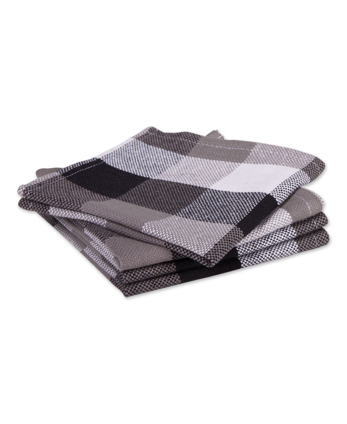 Design Imports Tri-color Check Collection Kitchen, Dishtowel Set, French Blue, 3 Piece In Black