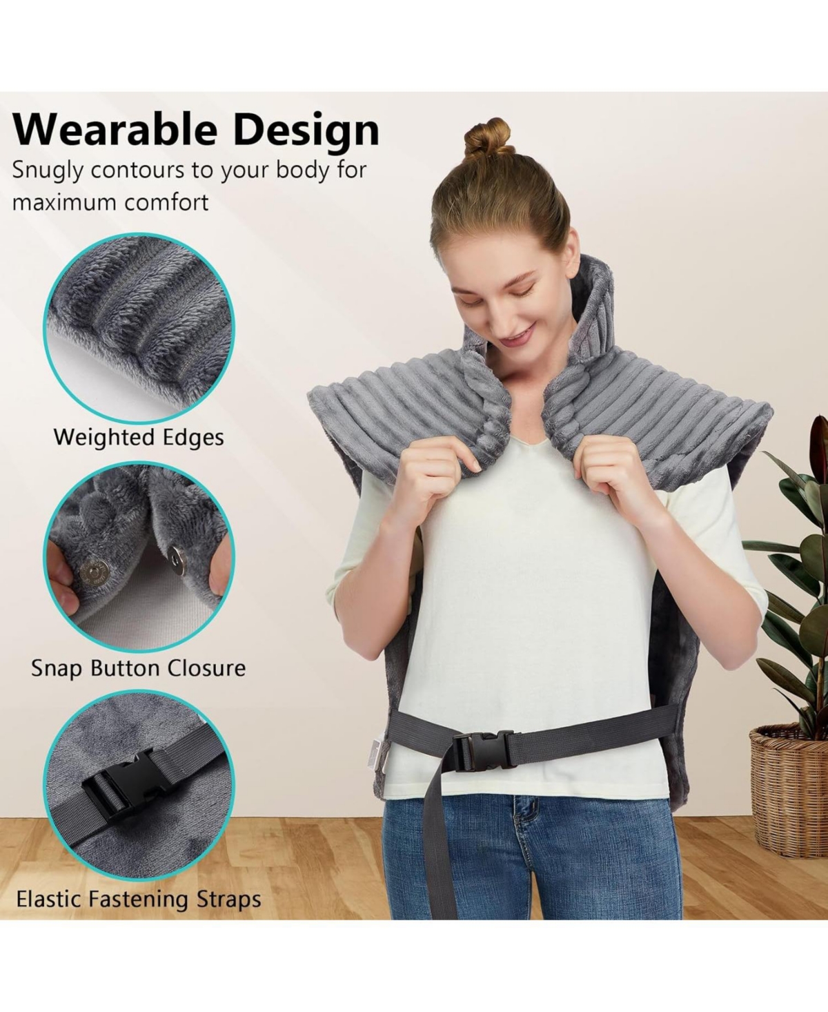 Caromio Weighted Electric Heating Pad for Neck and Shoulders, 24
