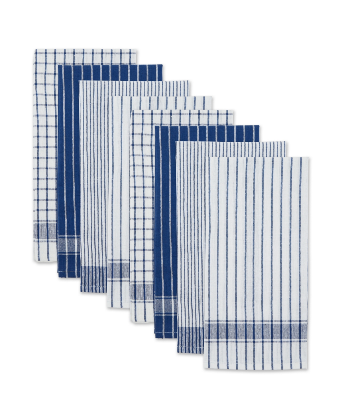 Design Imports Everyday Basic Collection Woven Dishtowel Set, 20x28", Nautical Blue, 8 Piece In Nautical Blue