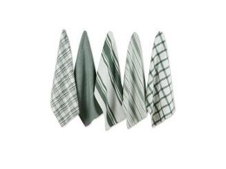 Design Imports CAMZ12204 15 X 26 In. Solid Antique Green Waffle Terry Dishtowel Set Of 4