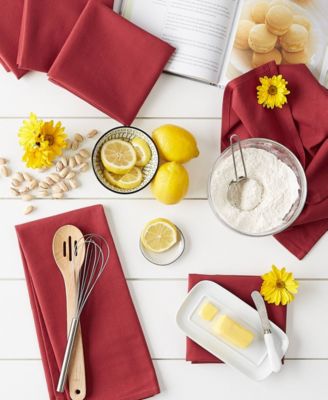 Basic Solid Dishtowel Collection Cotton Flat Woven, Small Set, 18x28", Barn Red, 6 Piece