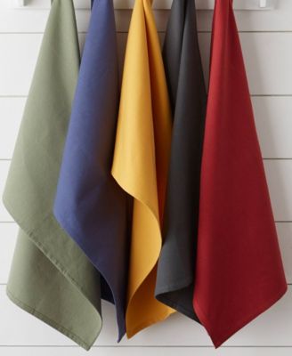 Basic Solid Dishtowel Collection Cotton Flat Woven, Small Set, 18x28", Mineral, 6 Piece