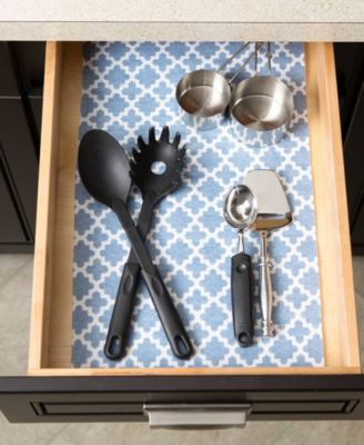 Fridge Shelf Liner Collection Non-Adhesive, Cut to fit, Machine Washable, 12x120", Stonewash Blue Lattice, 2 Piece