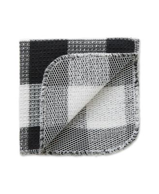 Scrubber Dishcloths Collection Windowpane Dishrag Set, 12x12", Black Buffalo Check, 6 Piece