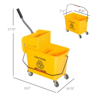 Compact Mop Bucket with Wringer on Wheels 21 Quart