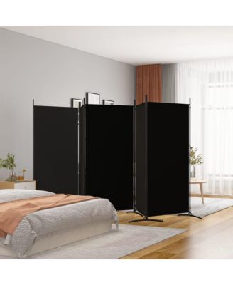 5-Panel Room Divider Black 170.5"x70.9" Fabric